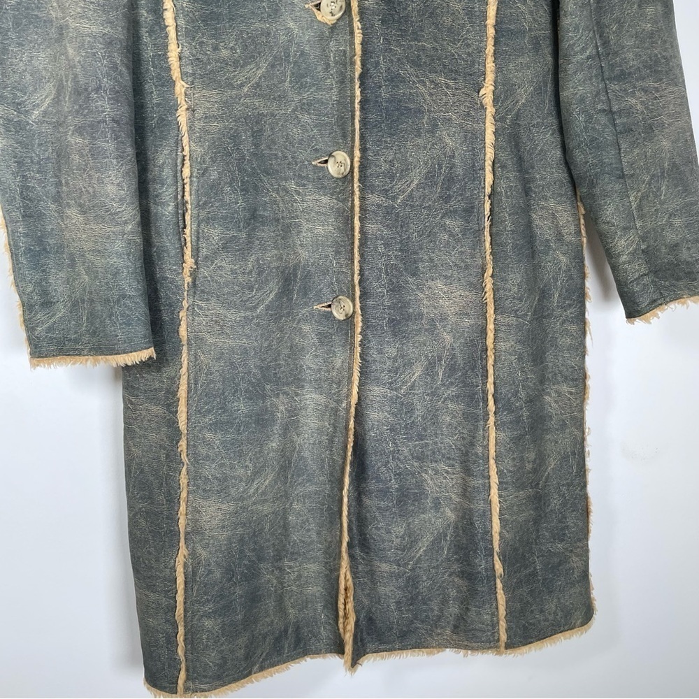 Vintage Y2K Size L/G Long Aviator Faux Fur Afghan Coat 70s Hippie Boho Grunge - Picture 3 of 16